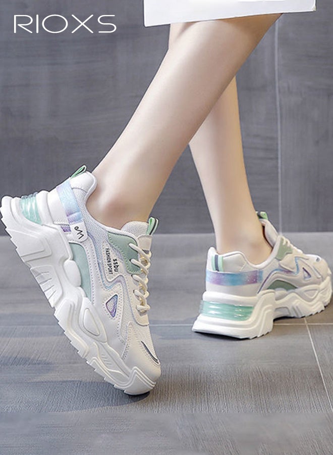 ريوكس حذاء نسائي عالي الجودة، أحذية رياضية مريحة وقابلة للتنفس، حذاء مكشوف بقاعدة سميكة 5 سم لزيادة الارتفاع، حذاء أنيق للنساء مناسب للسير، حذاء رياضي خفيف مقاوم للانزلاق للنساء، حذاء أنيق للملابس الشارعية والملابس اليومية، حذاء رياضي للنساء باللونين الأسود والرمادي - Image 4